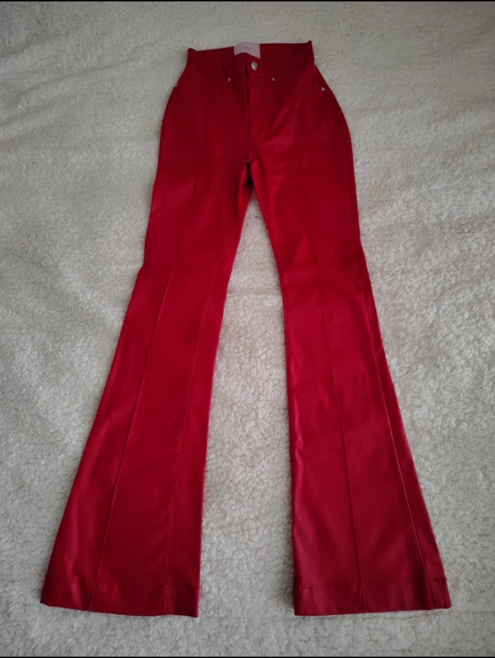Red High-Waist Flared Pants - Women